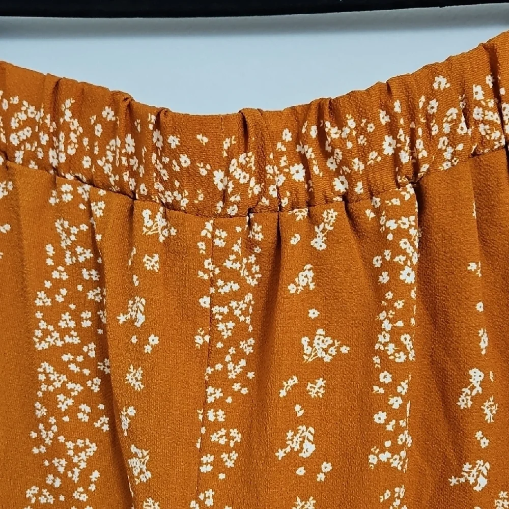 BCBG Paris Women's Orange Crepe Floral Skirt Size S